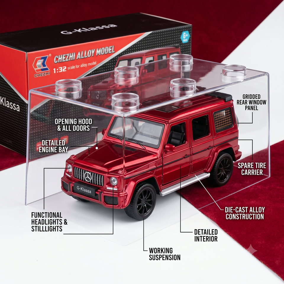 1:32 Mercedes-Benz G-Class (G-Klassa) Diecast Model – Metallic Red
