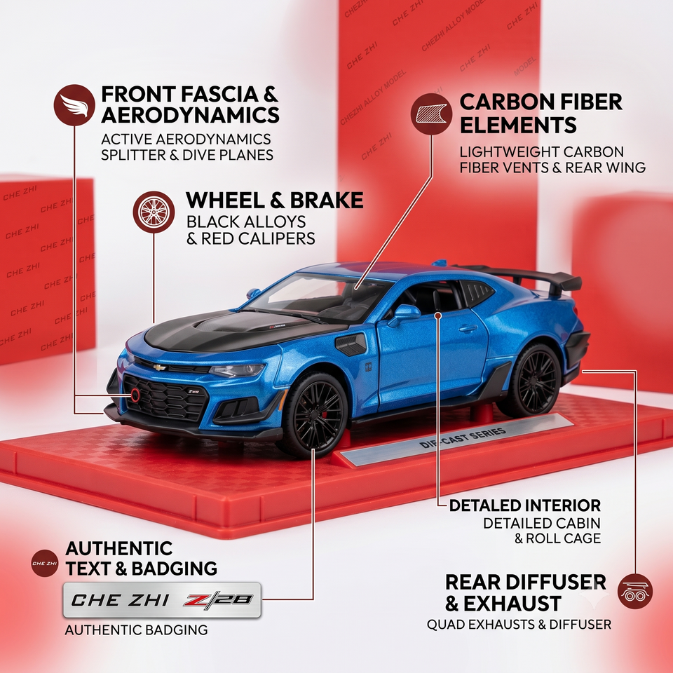 1:24 Chevrolet Camaro Z/28 Diecast Model – Metallic Blue