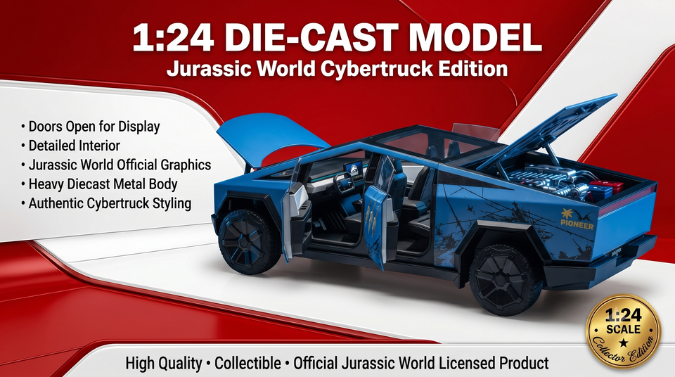 Jurassic World Edition Cybertruck 1:24 Scale Diecast Collector Car