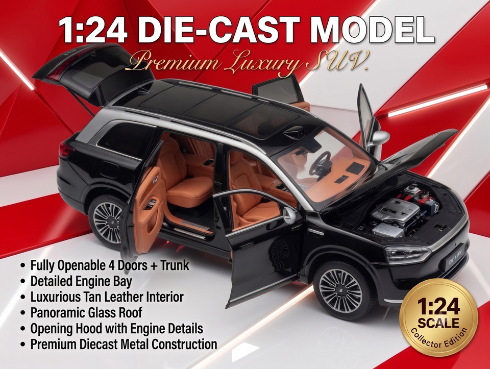 1:18 Scale Luxury SUV Diecast Model – Premium Black Edition