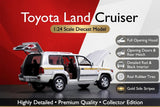 1:24 Toyota Land Cruiser Diecast Model SUV | Detailed Interior | Opening Hood & Doors
